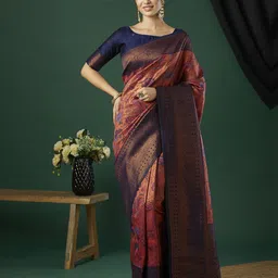 HI FI NX Women Ethnic Motifs Zari Pure Silk Banarasi Saree-image-19