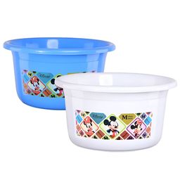 Aura White & Blue Set Of 2 Abstract Plastic Bath Accessories Set-0