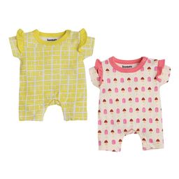 BONTOTS Infant Girls Pack Of 2 Printed Organic Cotton Rompers-picture-34