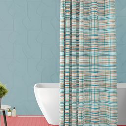 ArtzFolio Beige & Blue Printed Waterproof Shower Curtain-image-77