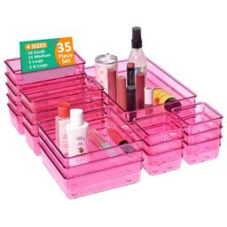 Kuber Industries Pink 35 Pieces Regular Makeup Organisers-26