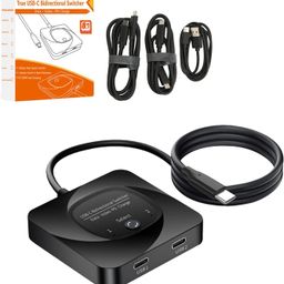 Tobo USB C Switch,2 in 1 Output Bi Direction Type C Switch,8K at 60Hz USB Switcher Adapter,Plug and Play Splitter,10Gbps Data Transfer/ 100W Fast Charging,for Switching Multiple Devices TD-1113H image 3