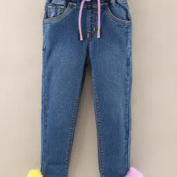 Little Kangaroos Full Length Denim Solid Color Jeans  - Light Blue-picture-1