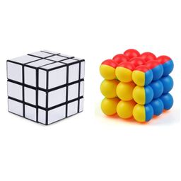 Enorme High Speed Smooth Stickerless Silver Mirror Cube and 3x3x3 Round Bubble Magic Cube - Multicolor-7