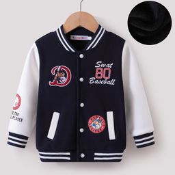 Kookie Kids Full Sleeves Bomber Jacket with Bear & Text Print - Navy Blue-image-62