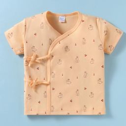 Tango Interlock Knit Half Sleeves Jhabla with Bunny Print - Peach-image-78