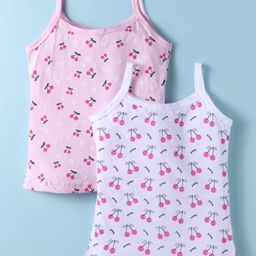 Bodycare Cotton Knit Sleeveless Cherry Printed Slips Pack of 2 - Baby Pink & White-image-59