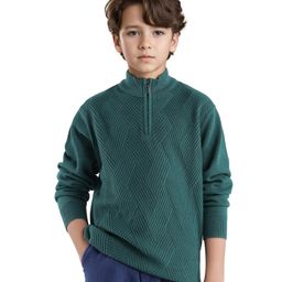 Rare Ones Cotton Full Sleeves Self Design Sweater - Dark Green-picture-4