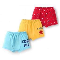 Doodle Poodle 100% Cotton Knit Text & Star Printed Trunks Pack of 3 - Red Yellow & Light Blue-image-42