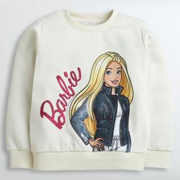 Barbie by Tiny Girl Cotton Mattel Featuring Full Sleeves Character Printed Sweatshirt - Off White-image-6