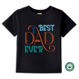 BLUSHES 100% Cotton Fathers Day Theme Half Sleeves Best Dad Ever Text Printed Tee - Black-image-84