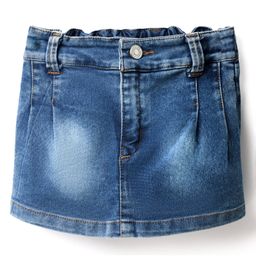 Olio Kids Knit Above Knee Length Solid Denim Skort - Navy Blue-picture-21
