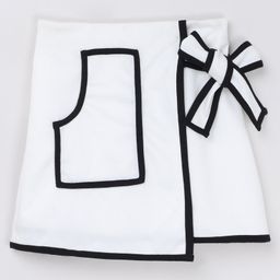 Taffykids Knit Contrast Piping Detailed Wrap Skirt - White & Black-image-72