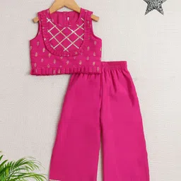 The Magic Wand Girls Printed Round Neck Top with Trousers-image-41