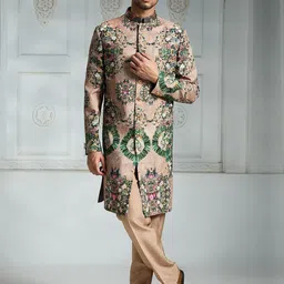 Rivaar By Rocky Star Floral Printed Sherwani Set-image-93