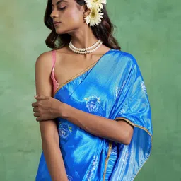 Kalista Embellished Sequinned Floral Printed Chiffon Saree-8