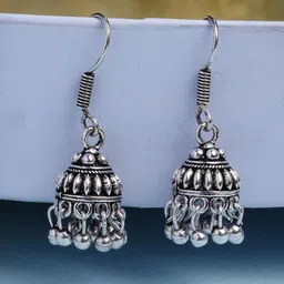 Anouk German Silver Plated Traditional Oxidised Dome Shaped Jhumkas-48