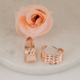 LA FILLE D'OR Rose Gold-Plated Contemporary Hoop Earrings-image-0