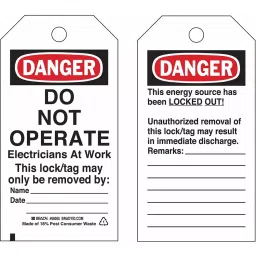 BRADY Black & Red 76.2 mm (3 Inch) Rectangle Danger Tag, 3VAV7-20