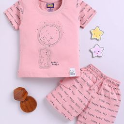 Nottie Planet Boys Printed Round Neck Pure Cotton T-shirt with Shorts-51