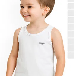 KidBee Boys Pack Of 10 Cotton Sleeveless Basic Vests 1006-VST-445-10PC-VST-445-White-10PC-picture-36