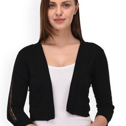 Espresso Black Solid Open Front Shrug-5