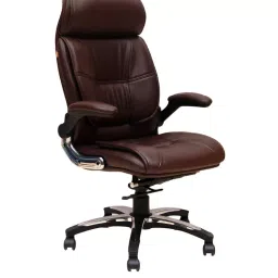 Caddy High Back Revolving office and Home Chair Brown PU Leatherette CD147-image-20