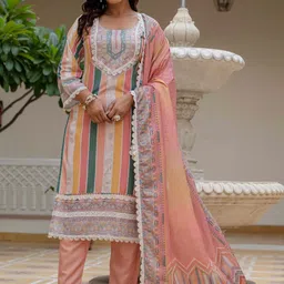 DWIZA ENTERPRISE Women Embroidered Rayon Kurta with Trousers & Dupatta-picture-10