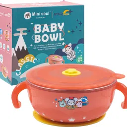 Space Printed Feeding Bowl with Suction Base and Ventilation Hole for Babies- Stainless Steel-picture-25