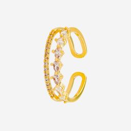 Kushal's Fashion Jewellery Gold-Plated Zircon Studded Finger Ring-picture-19