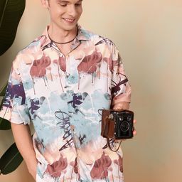 Mast & Harbour Abstract Printed Drop-Shoulder Sleeves Oversized Casual Shirt-image-47