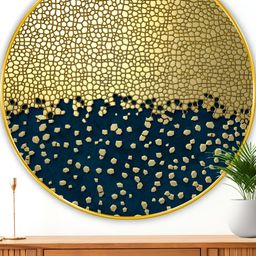 Myntra Elegant Homes Gold-Toned & Teal Blue Abstract Wooden Wall Art-17