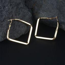 StyleCast Gold-Plated Square Shaped Hoop Earrings-image-17