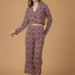 SAFFE Geometric Printed Notched Lapel Blazer With Trousers Co-Ords Set-picture-16