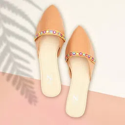 THE MADRAS TRUNK Women Beige Mules Flats-image-55