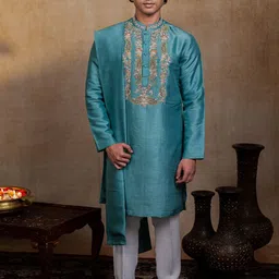 HILO DESIGN Men Raw Silk Kurta-picture-1