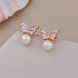 GC PREMIUM JEWELLERY Gold-Plated Stainless Steel Cubic Zirconia Studded Studs-5