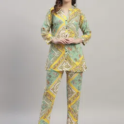 SHAHVEER CREATION Printed Shirt With Trousers Co-Ords-image-3