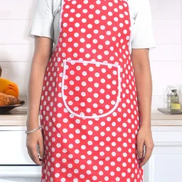 Kuber Industries Red & White Printed Water-Resistant Apron-12