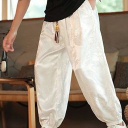 StyleCast x Revolte Men Printed Loose Fit Easy Wash Pleated Drop Crotch Trousers-image-89