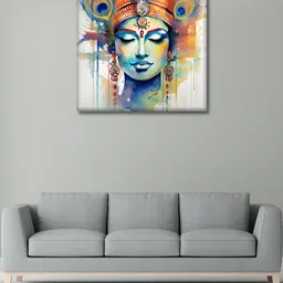 OLIVE TREE Off White & Blue 1 Piece Canvas Religious Wall Paintings-image-17