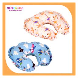 SafeChamp Lite Air Baby Travel Pillow Infant Head and Neck Support Pillow for Car Seat Pushchair SK-LA - Blue & Orange-image-9