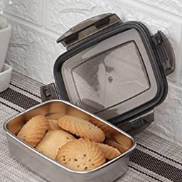 Femora Steel Rectangle Lunch Box, Storage Container with Lock Lid - 350ml-image-28