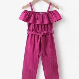Kookie Kids Off Shoulder Jumpsuit Solid Color - Fuschia-image-37