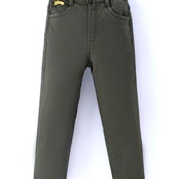 Olio Kids Cotton Woven Full Length Solid Pants - Olive-picture-15