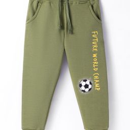 Bodycare Knit Full Length Fleece and Woollen Bottomwear With Text Print - Olive Green-image-90