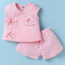 Zero Interlock Knit Half Sleeves Shorts Nightsuit with Turtle Print - Pink-image-52