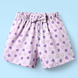 Tango Single Jersey Knit Knee Length Shorts With Heart Print - Mauve-image-51