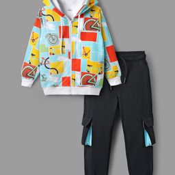 Ollington St. Cotton Knit Full Sleeves Printed Hoodie Sweatshirt & Knit Joggers Set - Multicolor-image-44