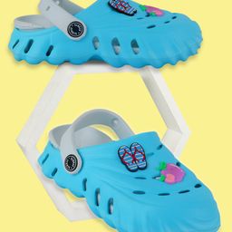 PASSION PETALS Apple & Flip Flops Applique Detailed Slingback Perforated Clogs - Sky Blue-image-92